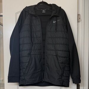 Nike Men's Black Hooded Puffer Jacket with Hood!